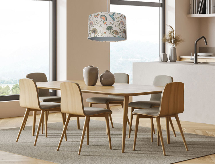 Lampa wisząca z tkaninowym abażurem z nadrukiem kwiatów S385-Pios