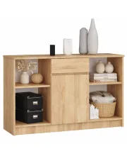 Skandynawska komoda z półkami z szufladą dąb sonoma - Bereno 3X w sklepie Edinos.pl