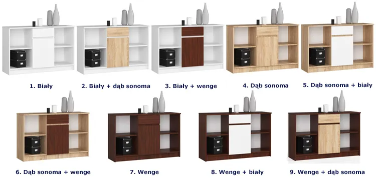 Komoda Bereno 3X kolory