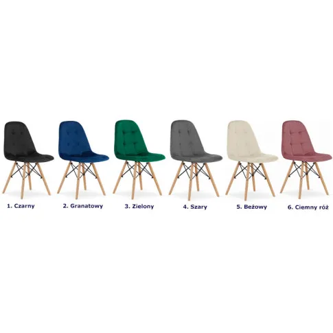 Kolory zestawu krzeseł welurowych Zipro