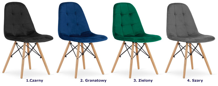 Dostępne wersje kolorystyczne kompletów krzeseł Zipro