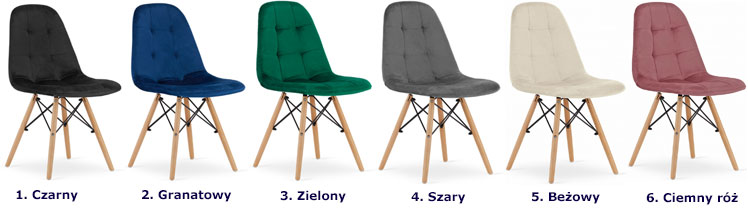 Dostępne wersje kolorystyczne kompletów krzeseł Zipro