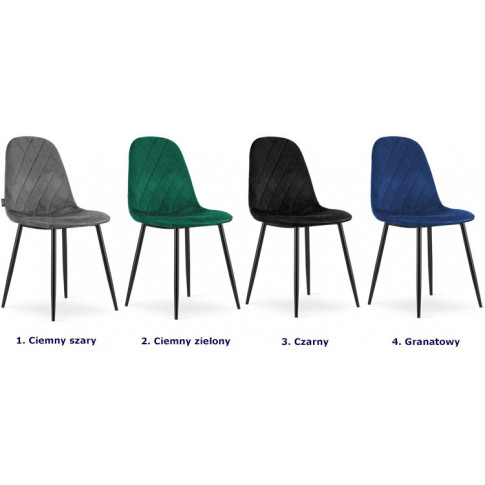 kolory kompletu 4 tapicerowanych krzeseł do jadalni paleo