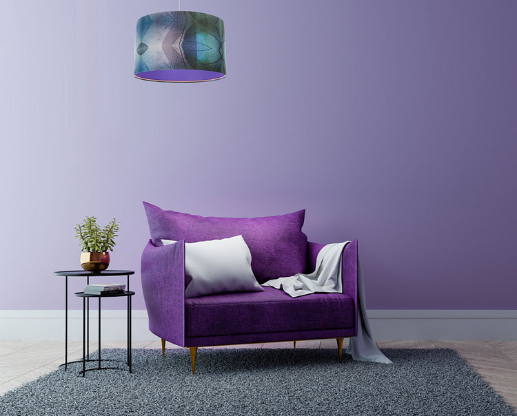 Fioletowa lampa wisząca z abażurem nad stół K301-Aurelo