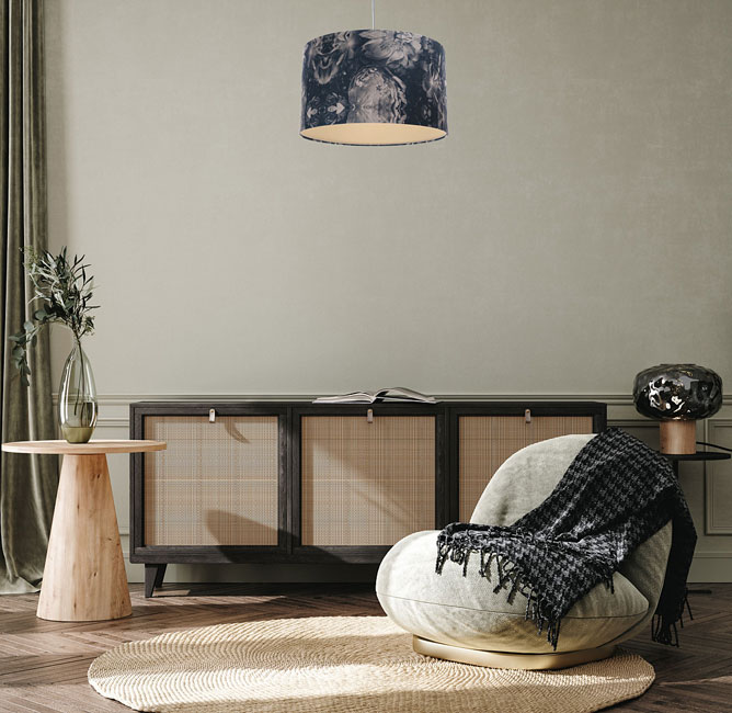 Lampa wisząca z abażurem w kwiaty do jadalni nad stół F397-Bambi