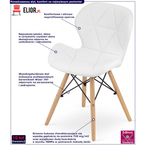 Białe krzesło z ekoskóry Zeno 3S