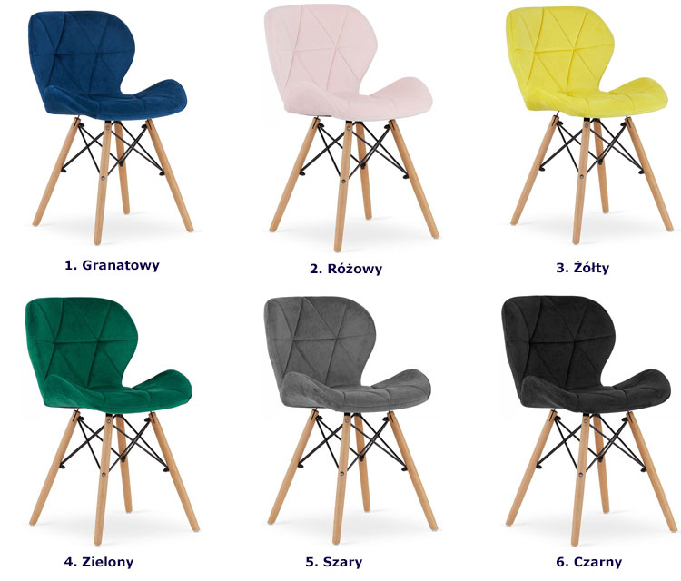 Welurowe tapicerowane krzesło pikowane Zeno 4S kolory