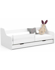 Białe łóżko dziecięce z barierką i szufladą - Milagros 4X 80x180