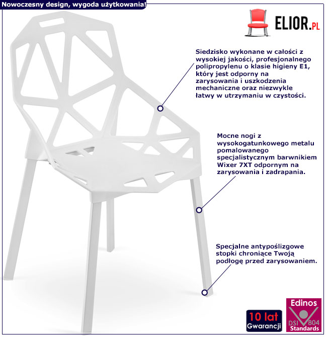 Infografika zestawu 4 sztuk ażurowych krzeseł do jadalni Timori