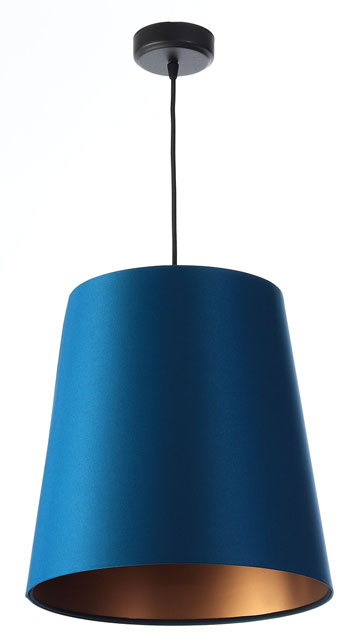 Granatowo-miedziana lampa wisząca nad stół stożek S402-Dinos