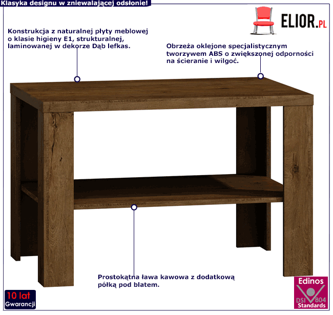 Ława stolik kawowy z półką dąb lefkas Almira 17X