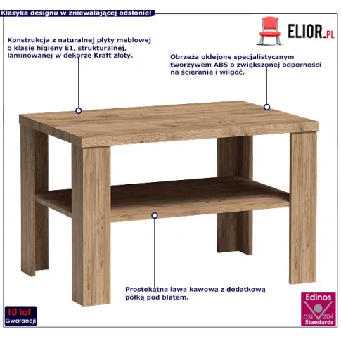 ława z półką kraft zloty Almira 17X