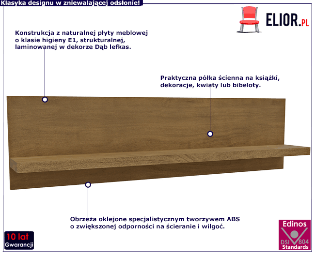 Półka ścienna wisząca dąb lefkas Almira 21X
