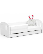 Białe łóżko dziecięce z szufladą i barierką ochronną - Lisse 80X180 w sklepie Edinos.pl