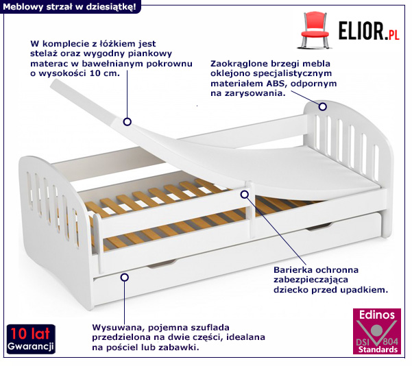 Białe łóżko dziecięce Lisse