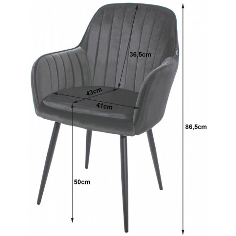 wymiary krzesla z welurowego kompletu 2 szt krzeseł negros