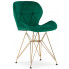4x welurowe pikowane krzesło ze złotymi nogami zielone sarema