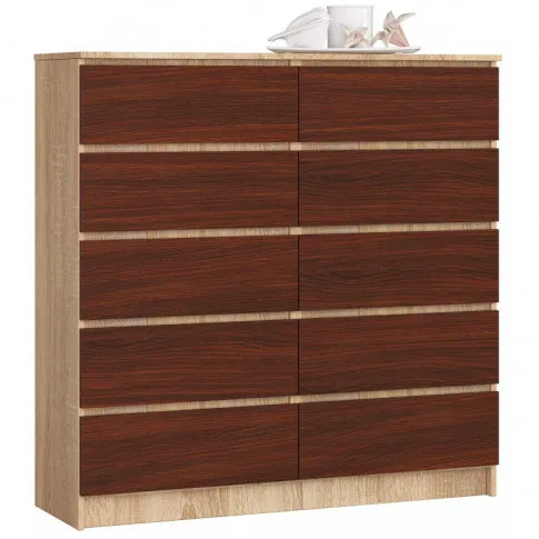 Zdjęcie produktu Wysoka komoda do sypialni dąb sonoma + wenge - Barisso 3X.