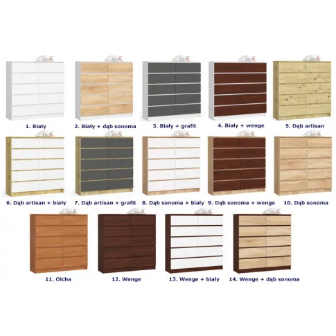 Szczegółowe zdjęcie nr 4 produktu Wysoka komoda do sypialni dąb sonoma + wenge - Barisso 3X