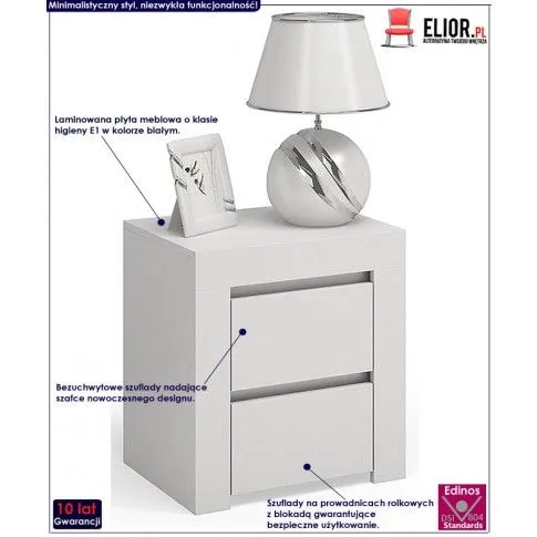 Fotografia Szafka nocna Grefos 2X - biała z kategorii Szafki