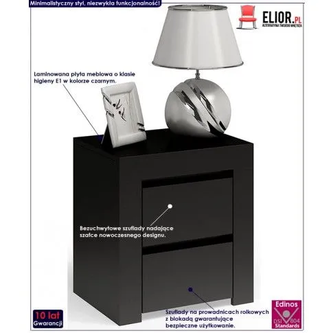 Fotografia Szafka nocna Grefos 2X - czarna z kategorii Szafki