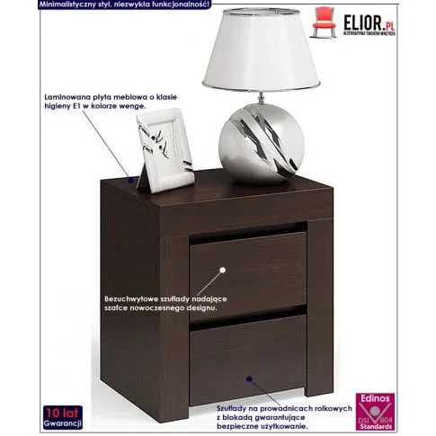 Fotografia Szafka nocna Grefos 2X - wenge z kategorii Szafki