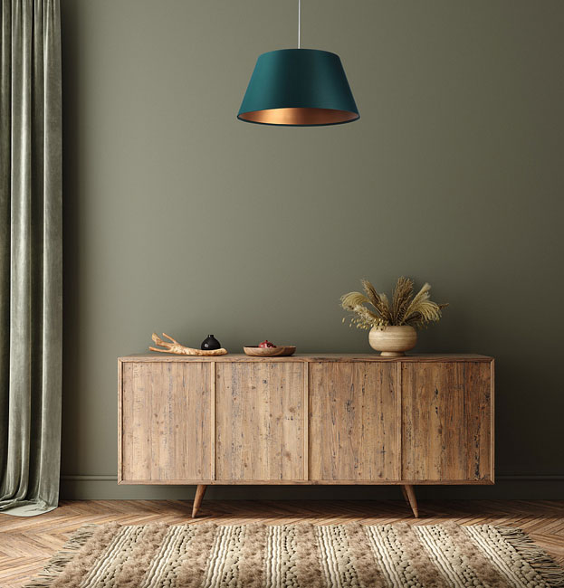 Zielona lampa wisząca dzwon w stylu glamour S406-Vige