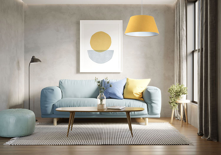 Żółta lampa wisząca do salonu dzwon P924-Renzo