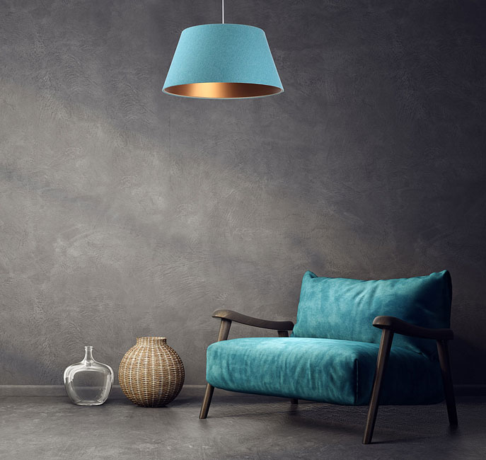 Niebieska nowoczesna lampa wisząca z dużym abażurem P924-Renzo