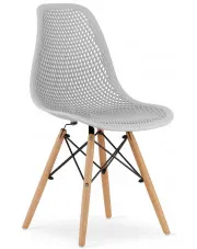 Komplet szarych ażurowych krzeseł do salonu 4 szt. - Lenda w sklepie Edinos.pl