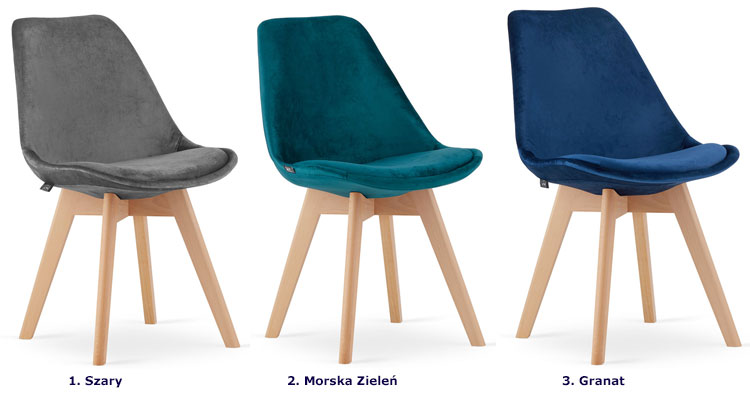 Zestaw welurowych szarych krzeseł Neflax 3S