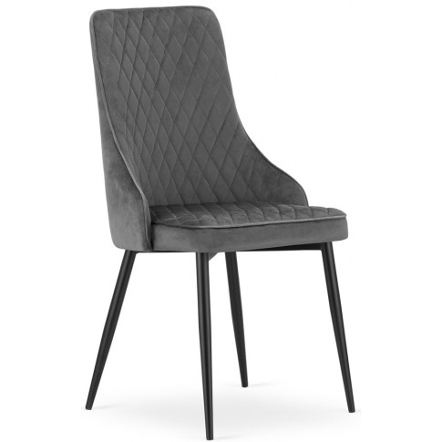 nowoczesny komplet pikowanych welurowych krzeseł kolor ciemnoszary alco