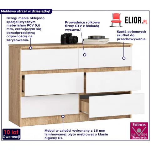 Komoda z sześcioma szufladami Mirus 3X