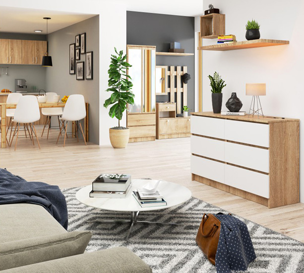 Matowa komoda do salonu Miren 3X