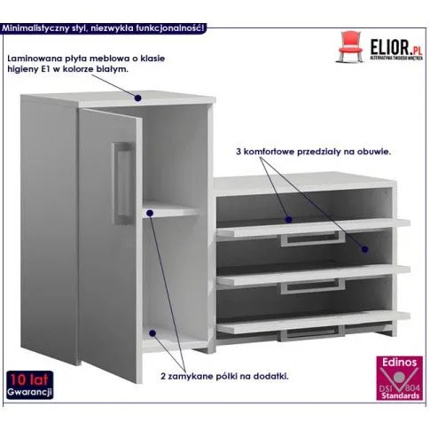 Fotografia Szafka na buty do przedpokoju Debbie - biała z kategorii Przedpokój