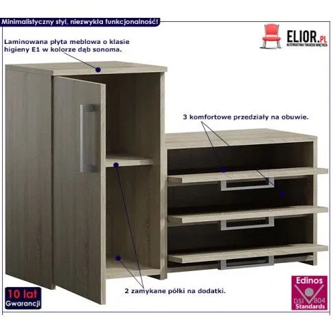 Fotografia Szafka na buty do przedpokoju Debbie - dąb sonoma z kategorii Przedpokój