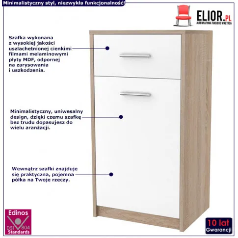 Nowoczesna szafka biały + dąb sonoma Ilda 3X