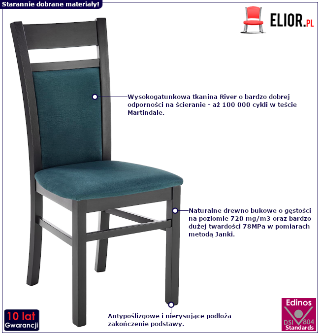 Produkt Niebieskie krzesło do jadalni - Aitor