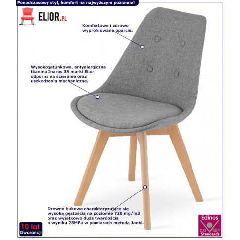 Skandynawskie szare tapicerowane krzesło Neflax 4S
