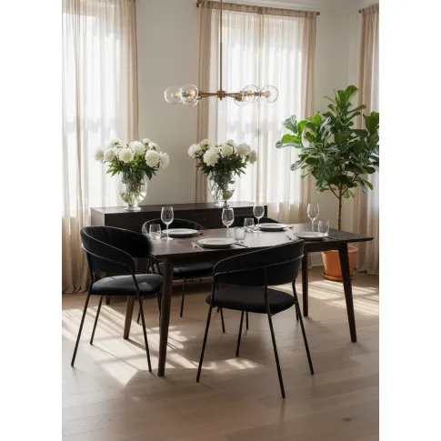 Zestaw czarnych aksamitnych metalowych krzeseł   Sedila 4S