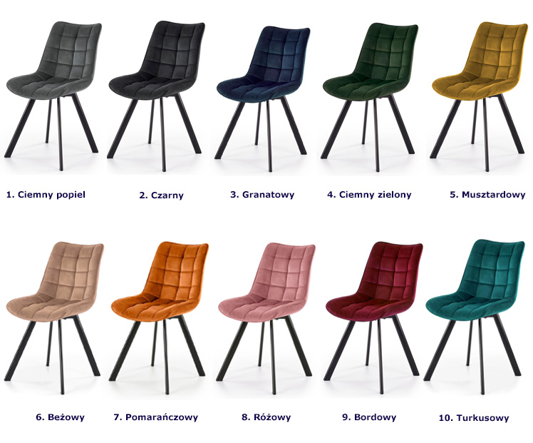 Komplet 4 pikowanych krzeseł do stołu Letres 4S