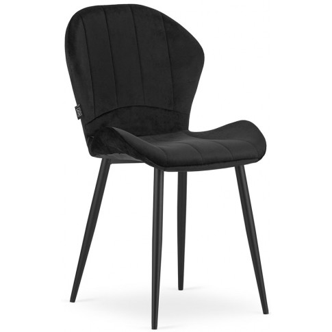 4 czarne aksamitne krzesła do salony edi