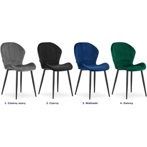 kolory nowoczesnego zestawu aksamitnych krzeseł edi