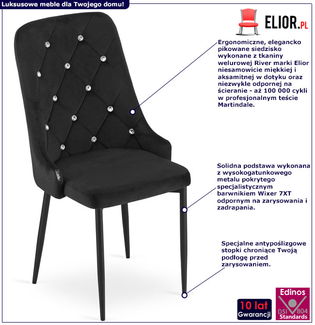 Infografika zestawu 4 szt krzeseł pikowanych Draco