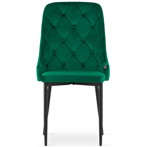 komplet 4 zielonych pluszowych krzeseł z ozdobnymi guzikami hamza
