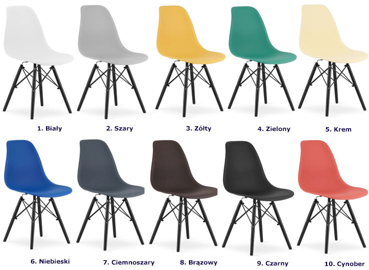 Komplet krzeseł skandynawskich Naxin 3S kolory
