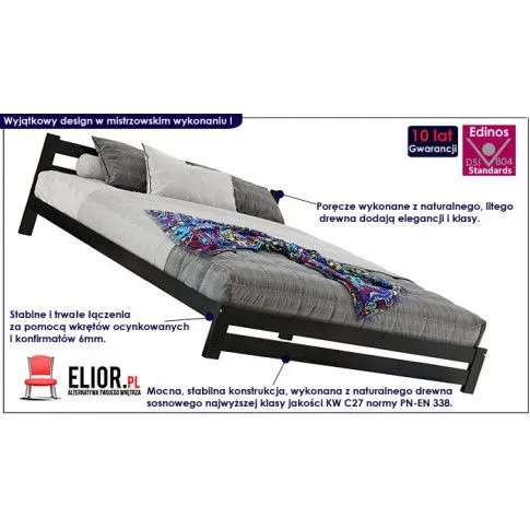 Fotografia Łóżko drewniane Gersa 160x200 - czarne z kategorii Łóżka i materace