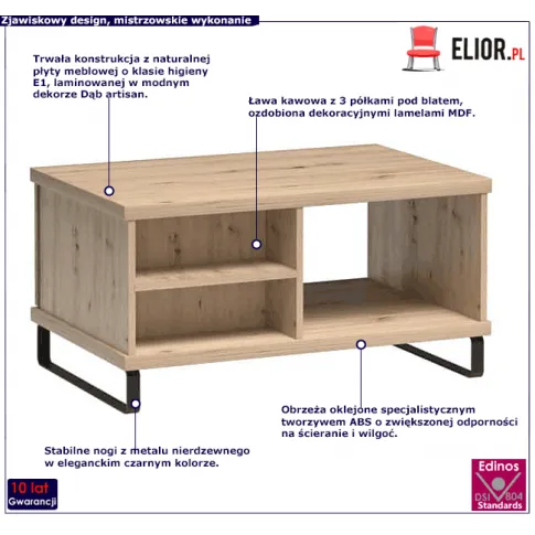 Stolik kawowy z półkami Fallon 10X