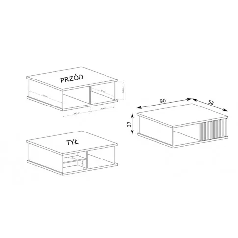 Wymiary ławy kawowej Fallon 10X