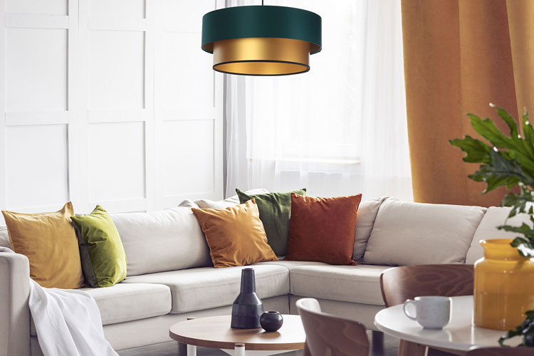 Zielono-złota lampa wisząca glamour nad stół S417-Melux